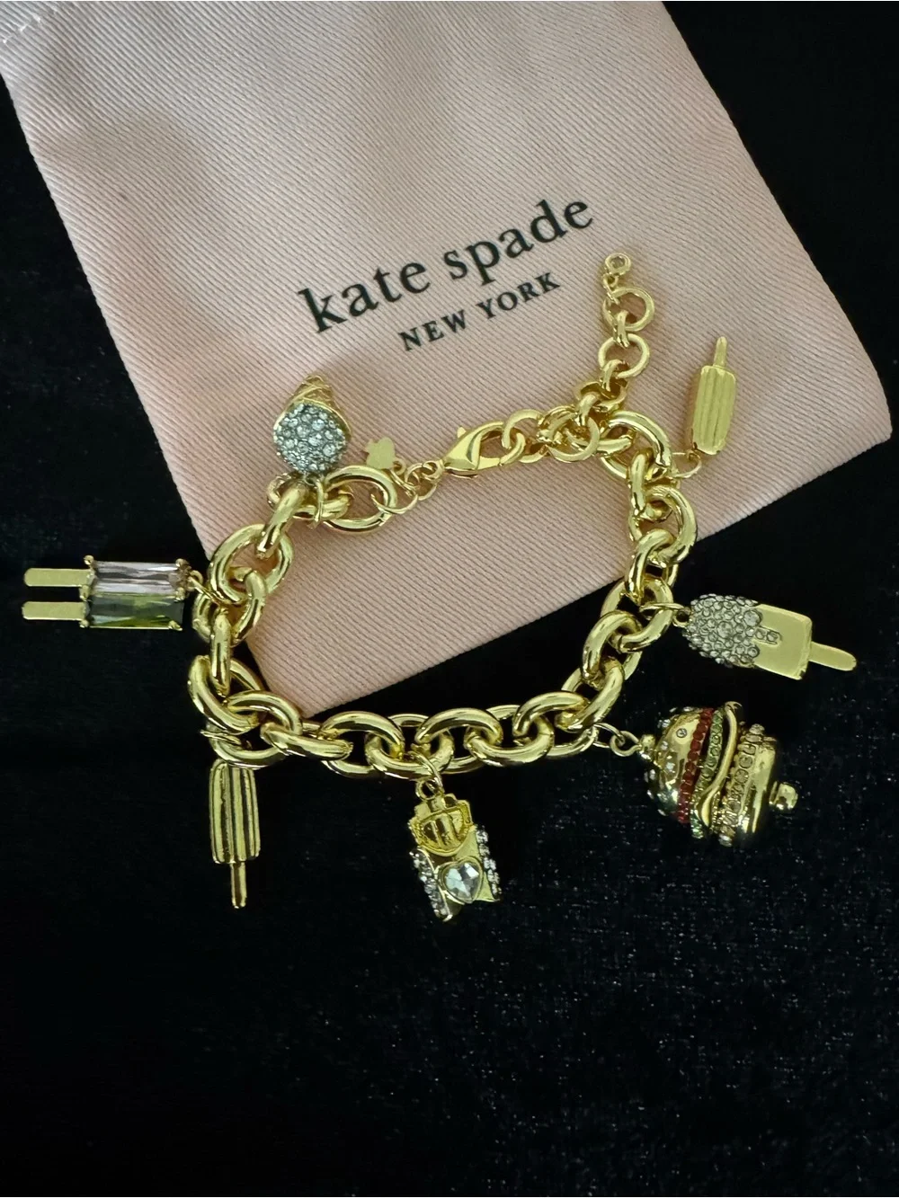 kate spade New York Gold Tone Fast food charm Bracelet - Gold tone